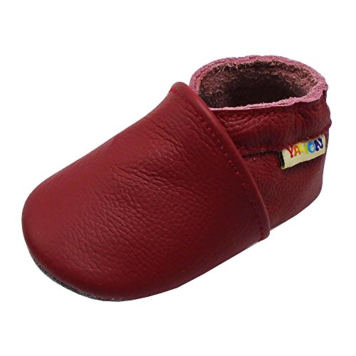 YALION Baby Weicher Leder Lauflernschuhe Krabbelschuhe Babyschuhe Babyhausschuhe(Rot,EU 24/25=XL) von YALION