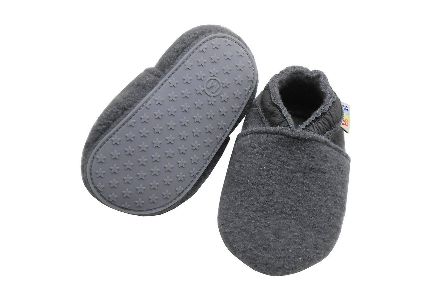 Yalion Krabbelschuh Filz Hausschuhe aus 100% Schafwolle, Grau Krabbelschuh elastisch von Yalion