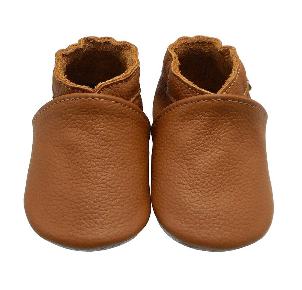 Yalion Lauflernschuhe Hausschuhe Braun Lederpuschen Weiche Leder Krabbelschuh von Yalion