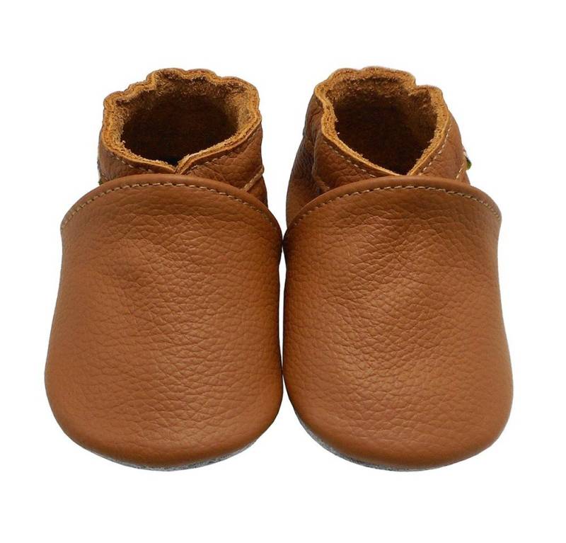 Yalion Lauflernschuhe Hausschuhe Braun Lederpuschen Weiche Leder Krabbelschuh von Yalion