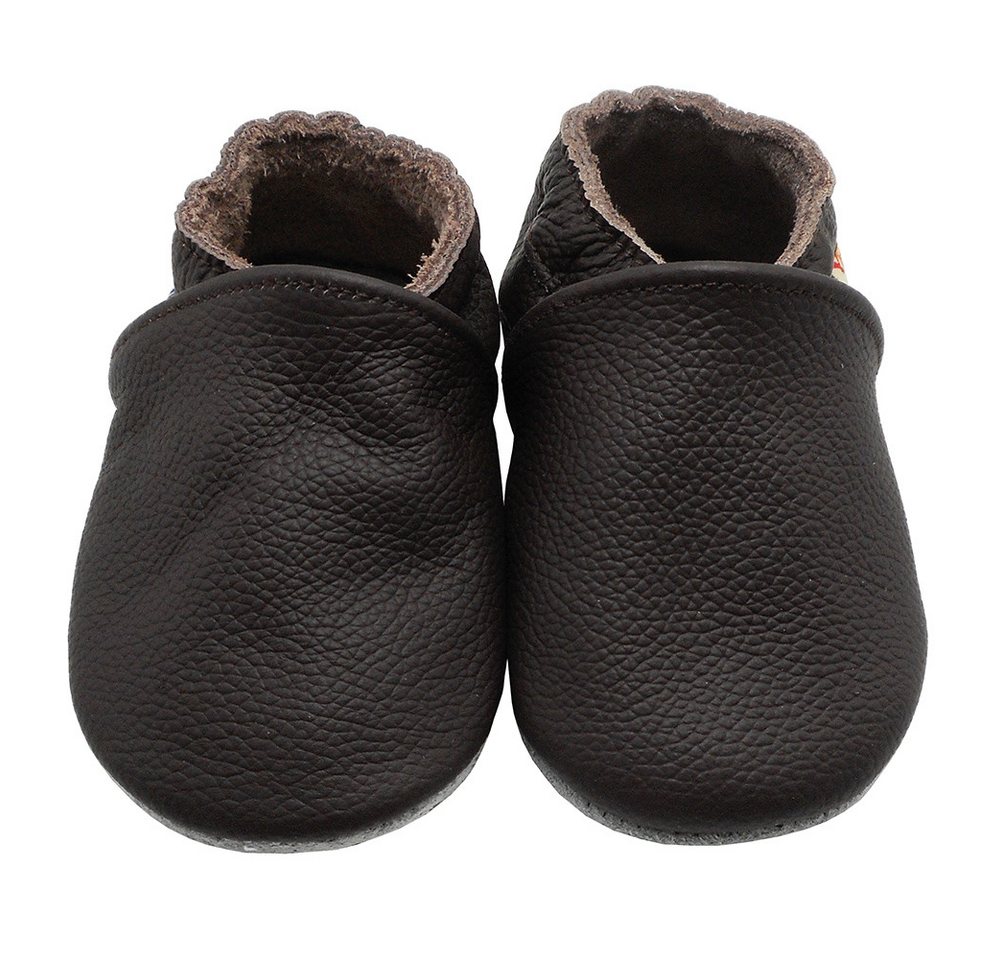 Yalion Lauflernschuhe Hausschuhe Braun Lederpuschen Weiche Leder Krabbelschuh von Yalion