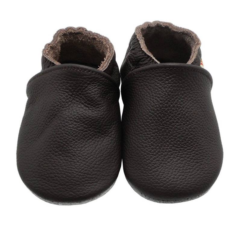 Yalion Lauflernschuhe Hausschuhe Braun Lederpuschen Weiche Leder Krabbelschuh von Yalion