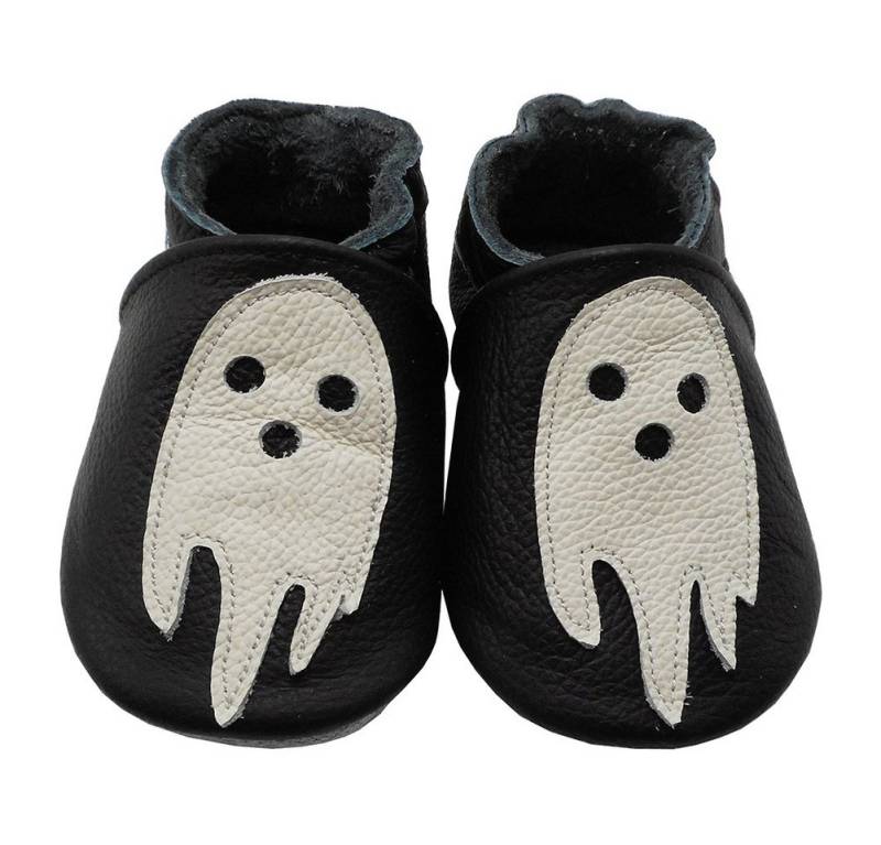 Yalion Weiche Leder Lauflernschuhe Hausschuhe Lederpuschen Geist Schwarz Krabbelschuh von Yalion