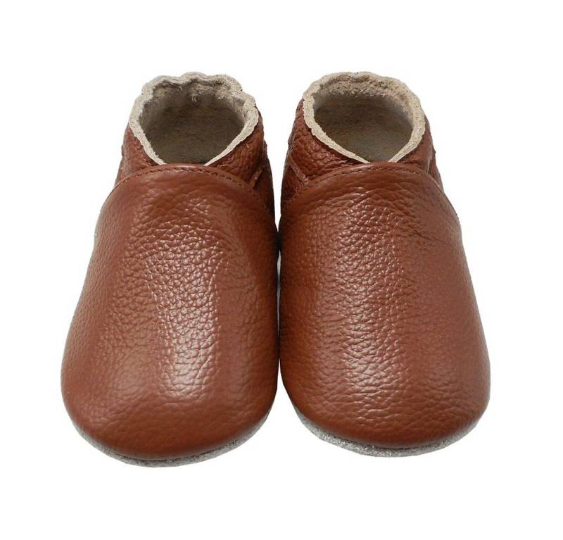 Yalion Weiche Leder Lauflernschuhe Hausschuhe Lederpuschen Marone Krabbelschuh von Yalion