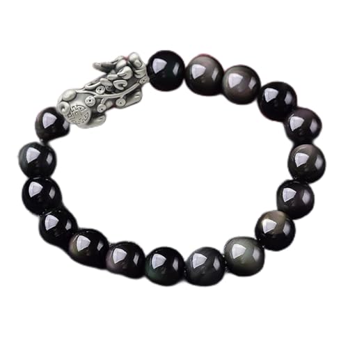 Feng-Shui-Armband, natürliches schwarzes Obsidian-Armband mit antikem Silber, Pixiu-Drachen-Armband, Reiki-Chakra, Talisman, Edelstein-Armband, Reichtum, Glücksamulett, Meditationsschmuck, Unisex, 14 von Yalych