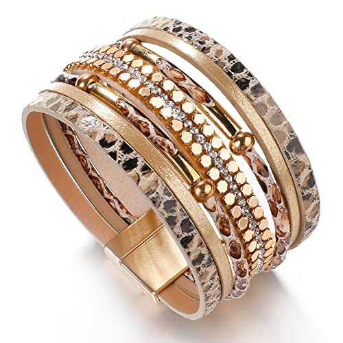Yalych Lederarmband for Damen, mehrschichtiges Wickelarmband Damenschmuck Armbänder von Yalych