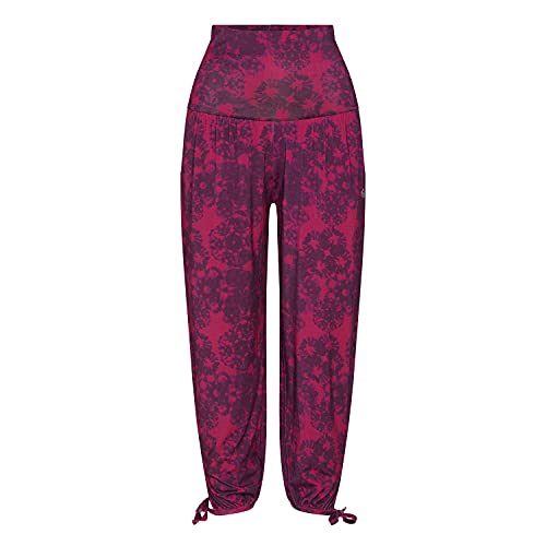 Yamadhi Yogahose Damen | 7/8 Pumphose aus Modal | Haremshose mit Batik-Printmuster PRANAVI | Berry-lila, Gr. XL von Yamadhi