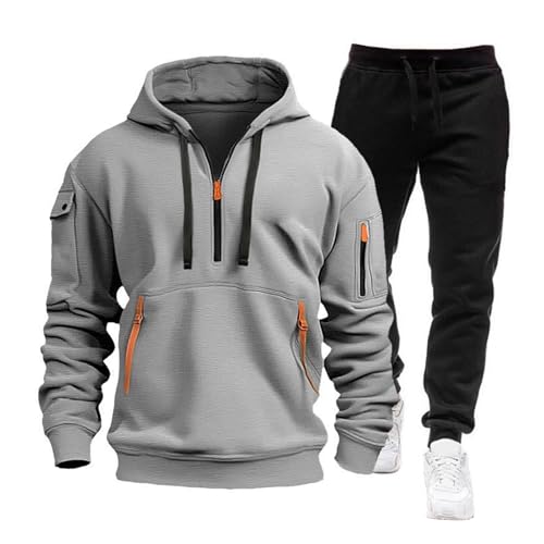 Yamaler Herren Jogginganzug Set mit Kapuze, Trainingsanzug aus Polyester, Langarm Oversize Sportanzug, Einfarbig, Bequemer Hausanzug von Yamaler