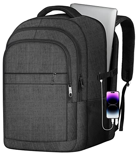 Yamdeg Extra großer Reiserucksack, 17,3 Zoll Laptop-Rucksack mit USB-Anschluss, TSA-zugelassen, wasserdicht, Reise-Tagesrucksack für Herren, Schwarz von Yamdeg