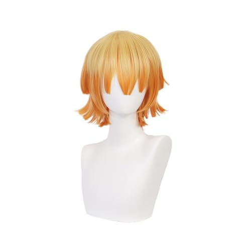 Anime Cosplay Perücke für Demon Slayer: Kimetsu no Yaiba Characters Spielen Sie Kanroji Mitsuri Cosplay Perücken mit Free Wig Cap (Agatsuma Zenitsu) von ZGNGLIZ