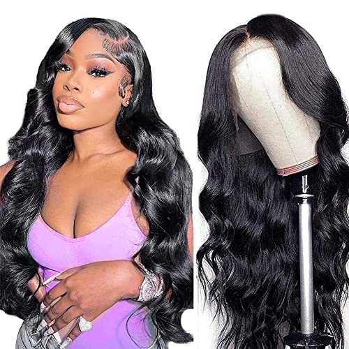 Yamikk 66 cm (26 Zoll), 13 x 5, Welle, Lace-Front-Perücke, Menschenhaar, für schwarze Frauen, 180 % Dichte, Hd Spitzenfront, Echthaarperücke, vorgezogen, natürlicher Rayita B von Yamikk