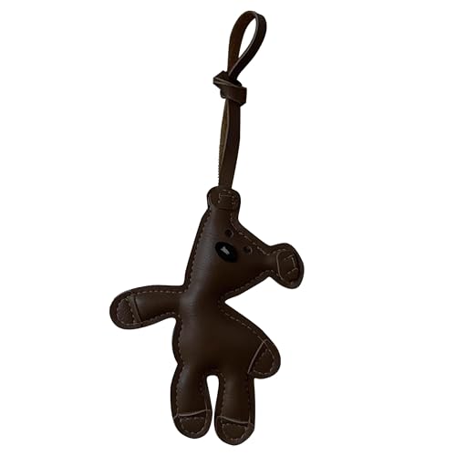 Yamobi Schlüsselanhänger Bär,Bären Anhänger,Niedlicher Taschenanhänger, Glücksbringer Anhänger aus PU-Leder, ideal für Taschen, Schlüssel, Kinder(Dark Braun) von Yamobi