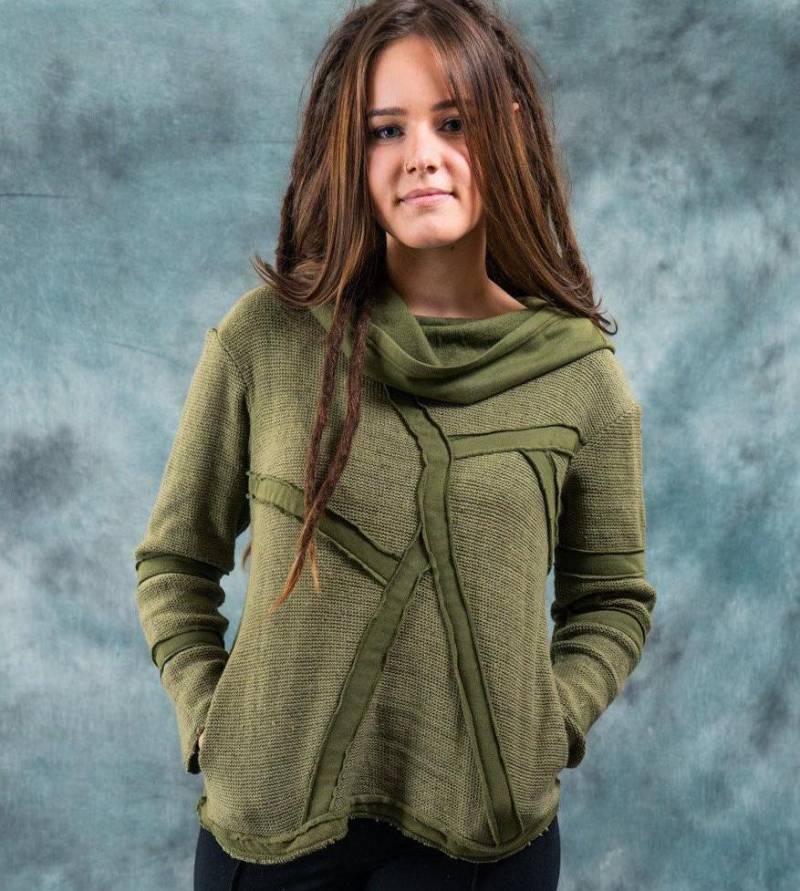 Gestrickter Kapuzenpullover Für Frauen, Pullover, Hoodie, Asymmetrisch, Erdig, Goa Psy Trance Kleidung, Hippie Alternative, Stammes - Kleidung von YamunaArt