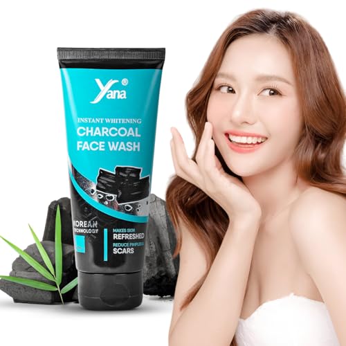 Yana Charcoal Gesichtsreiniger für Männer - Aktivkohle & Salicylsäure Peeling-Reiniger gegen Akne, Mitesser und Kojisäure Whitening - für Tiefenreinigung und Hautaufhellung von Yana