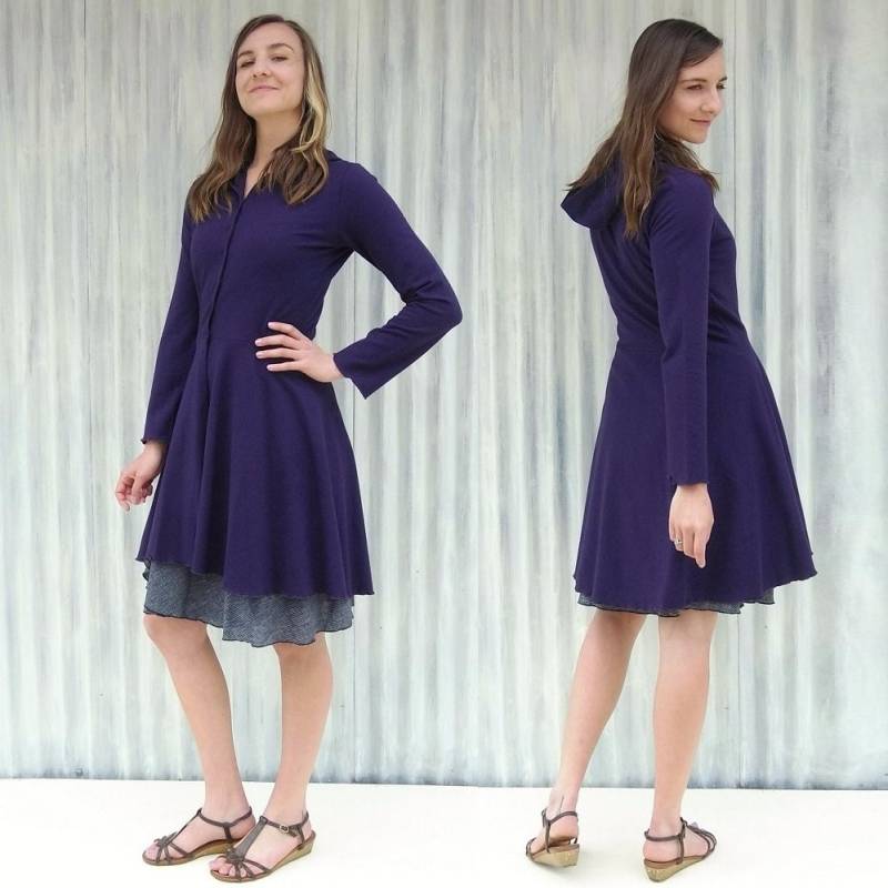 Bio-Baumwolle Kapuzenmantel, Ausgestelltes Snap Front, Handgemacht von YanaDee