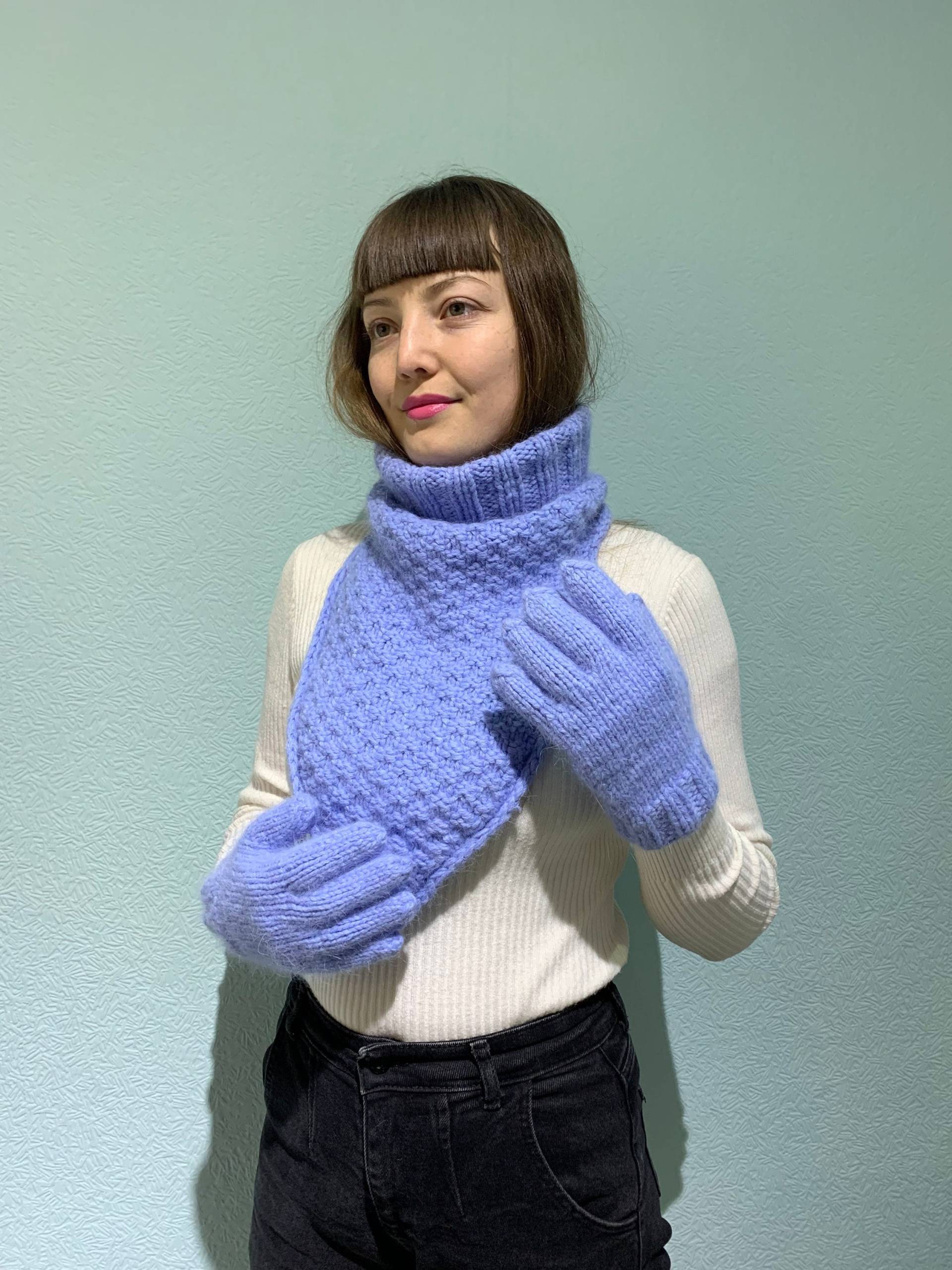 Damenhandschuhe Stricken, Handschuhe Handschuhe, Schal Damen Handgemacht, Winter Handgestrickt, Infinity Gestrickt von YanaKnitShop