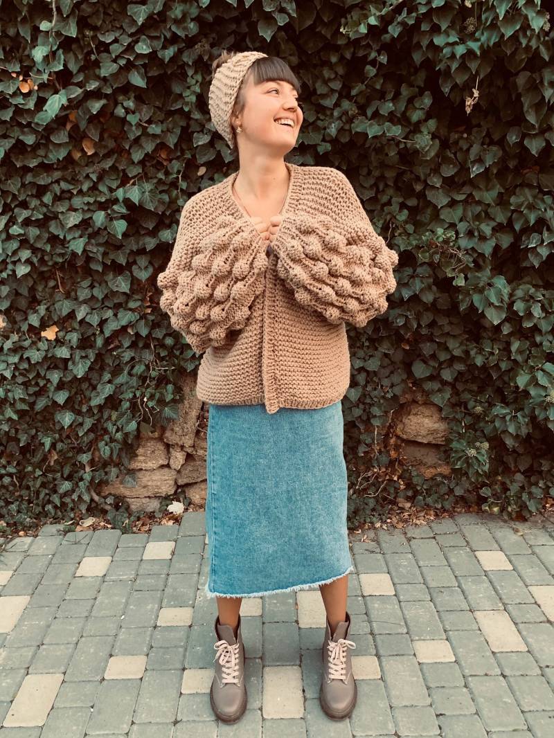 Strick Cardigan, Chunky Cardigan, Oversized Cable Strick Vintage Long Boho Häkel Cardigan von YanaKnitShop