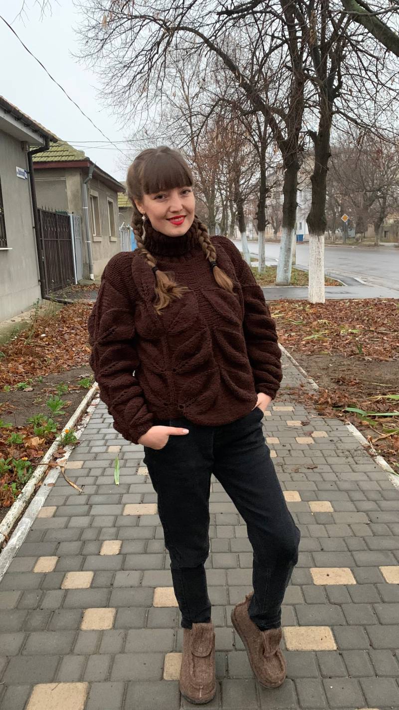 Wollpullover, 80Er Pullover, Handgestrickter Oversized Grunge Rollkragenpullover, Ugly Pullover Damen von YanaKnitShop