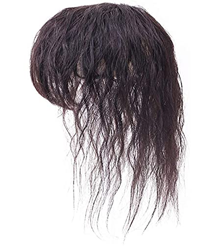 Curly Echthaar Topper mit Pony für Damen Clip in lockigem Haar Crown Topper Wiglet Haarteile, Schwarz Curly Echthaar Topper mit Pony für Damen Clip in lockigem Haar Crown Topper Wiglet Haarteile, Schwarz von Yanamy