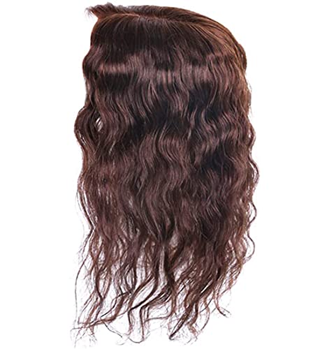 Curly Remy Echthaar Crown Topper Clip in Handarbeit Haar Topper Wiglet Haarteile für Frauen mit dünner werdendem Haar, 12" Dunkelbraun von Yanamy