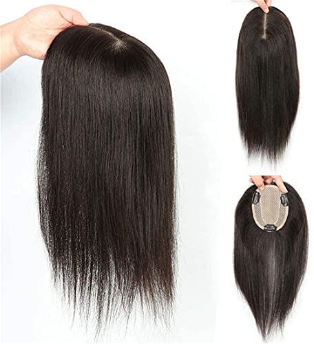 Seidenbasis Glatt Echthaar Crown Topper Haarteil Clip in unsichtbare Haartopper Toupet für Frauen, 12" Schwarz Seidenbasis Glatt Echthaar Crown Topper Haarteil Clip in unsichtbare Haartopper Toupet für Frauen, 12" Schwarz von Yanamy