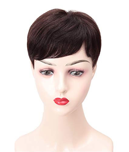 Yanamy Kurzes Echthaar Topper für Frauen mit dünner werdendem Haar Realistisches Toupet Haarteil, Dunkelbraun von Yanamy