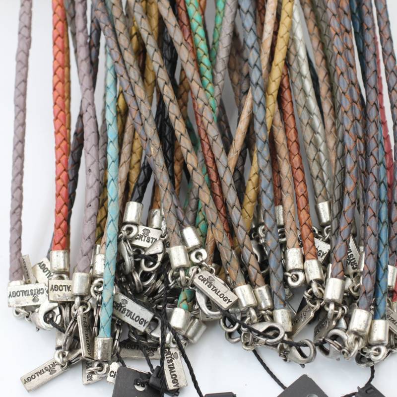 4 Mm Qualität Echte Geflochtene Lederband Halskette Mit Sterling Silber Überzogenen Enden Und Karabinerverschluss. Wählen Sie Ihre Farbe Länge. Lk192 von YanardagJewelryShop