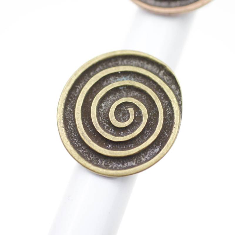 Antik Bronze Ring, Großer Spiral Runder Zamak Boho Design Silber Schmuck, Frauen Ringe, R4071Ab von YanardagJewelryShop