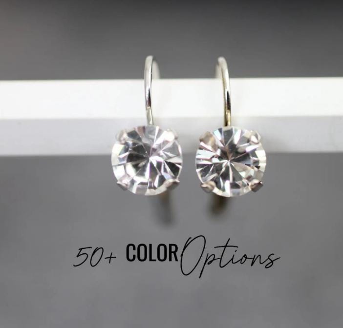 Elegante 8 Mm Ohrringe Mit Swarovski-Kristallen in Brilliantschliff, 50 Farboptionen Handgemachter Schmuck, Brautschmuck Oder Alltagsgeschenk von YanardagJewelryShop