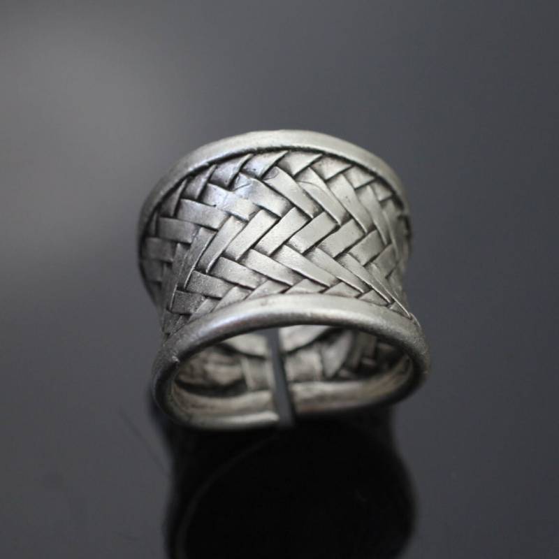 Geflochtener Ring, Weave Woven Chunky Daumen Boho Offener Bandring, Verstellbarer Ring Für Männer, Frauen, R171 von YanardagJewelryShop