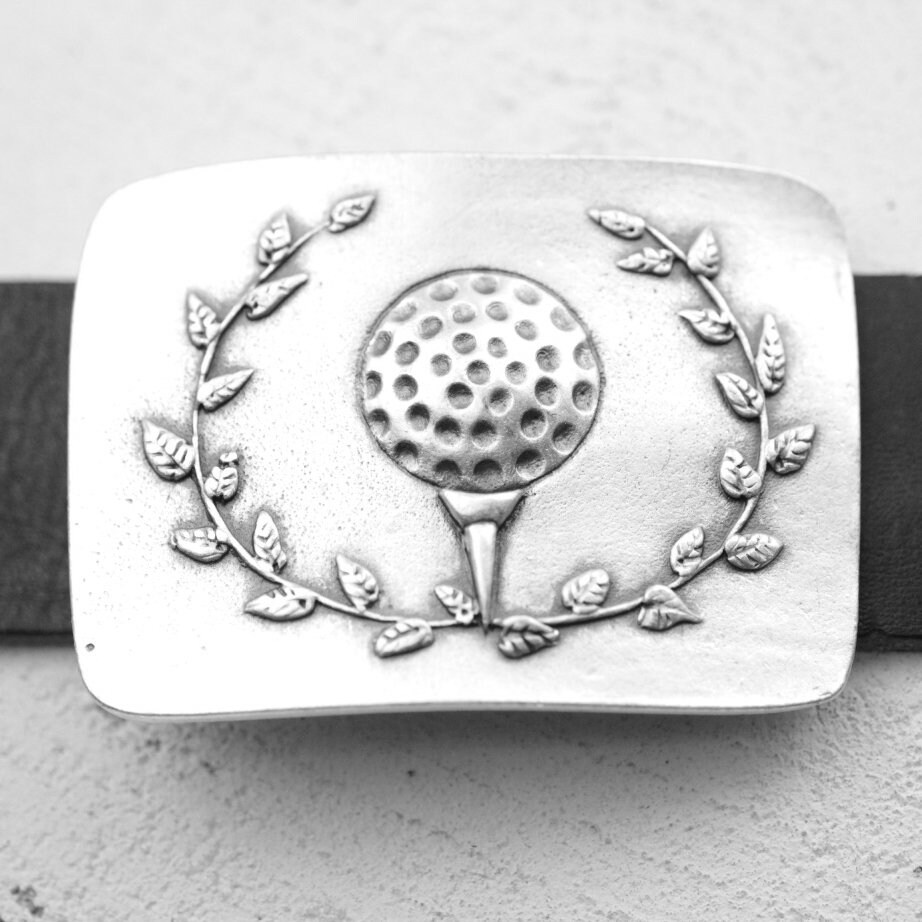 Golfball Gürtelschnalle, Rechteck Schnalle, Metall Sterling Silber Plattiert Sport Unisex Weihnachtsgeschenk Gürtel, Gs103 von YanardagJewelryShop
