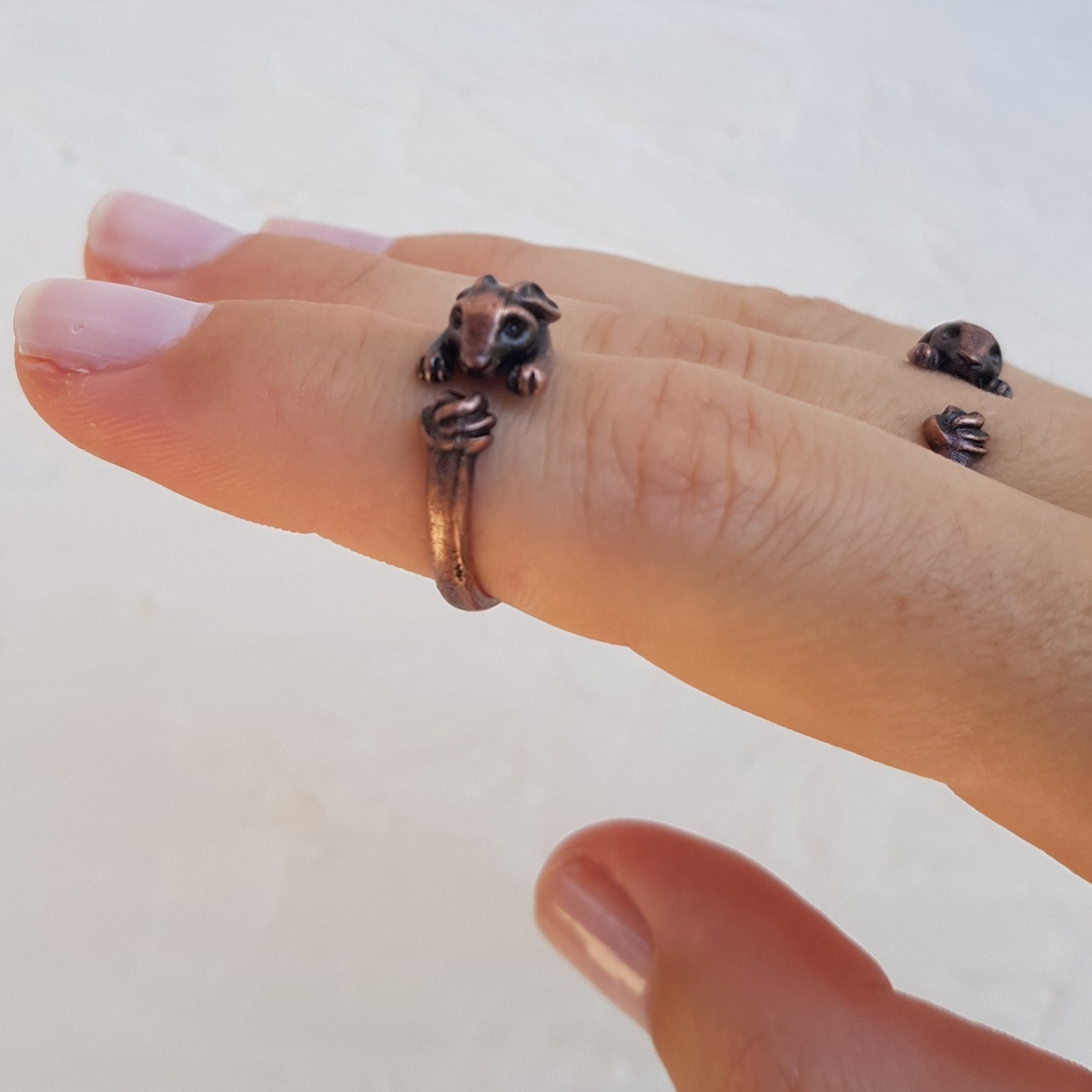 Hase Ring, Kupfer Minimal Tier Schmuck, Geschenk, Unisex Geschenk Weihnachten von YanardagJewelryShop