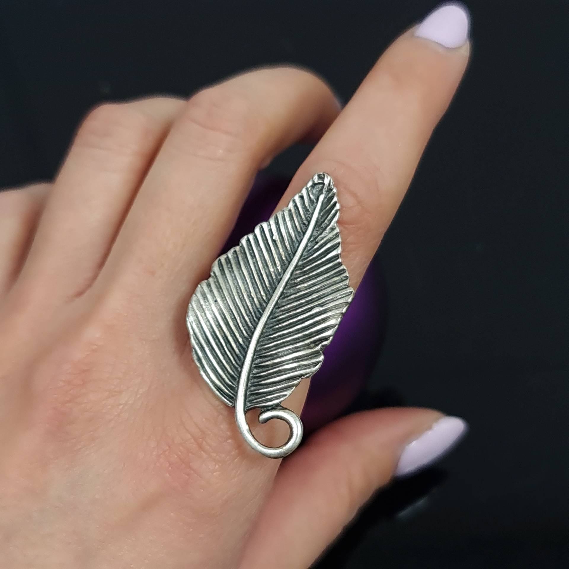 Silber Blatt Ring, Stilvoller Floral Verstellbarer Statement Geschenk Für Frauen, Weihnachtsgeschenk von YanardagJewelryShop