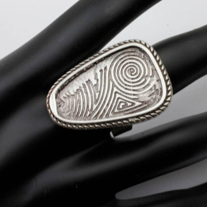 Silberner Fingerabdruckring, Personalisierter Silberring, Boho-Ring, Verstellbarer Ring, Spiralring, Einzigartiger Weihnachtsgeschenk, R207 von YanardagJewelryShop