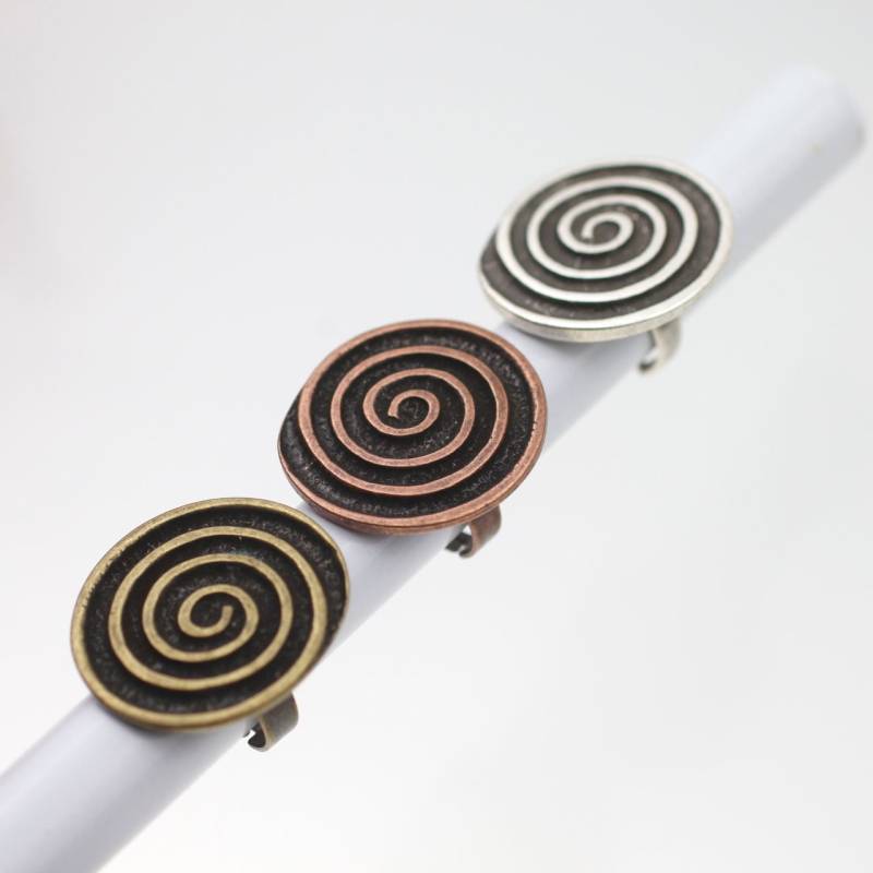 Silber-Kupfer-Bronze Ring, Unregelmäßiger Spiral Verstellbarer Großer Unisex Design Ovaler R4071 von YanardagJewelryShop