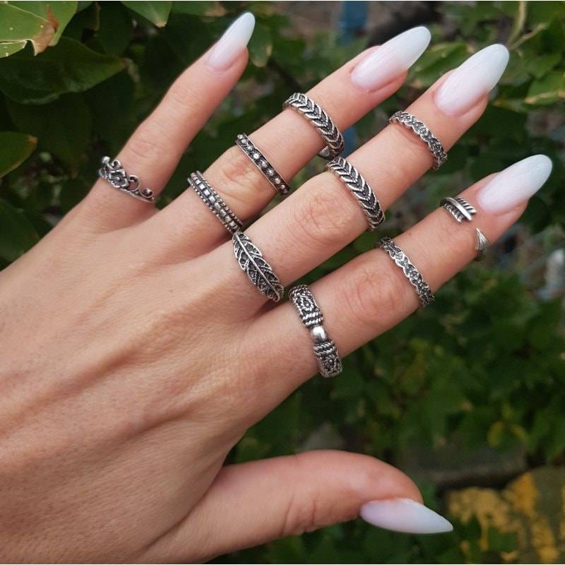 Smidi Ringe | Boho Chic Schmuck Knuckle Ring Set Stapelbare Gold Silber Minimalistisch Wire Wrap Midi 3, 95 € von YanardagJewelryShop