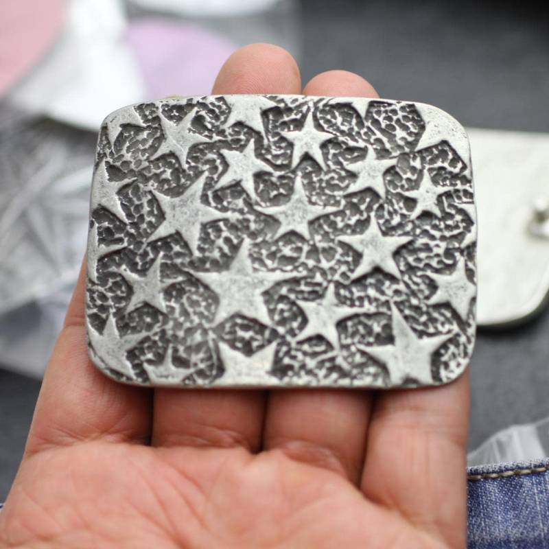 Sternenmuster Gürtelschnalle, Silber Stern Boho Rechteck Metallgürtelschnalle, Gürtelband, Jeansgürtelschnalle Gs132As von YanardagJewelryShop
