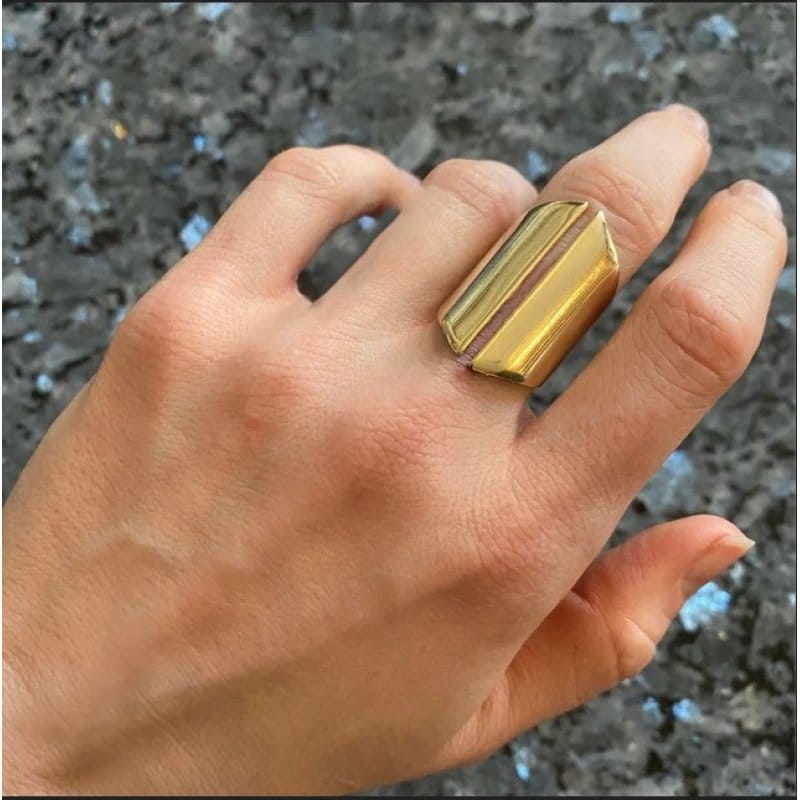 Vergoldeter Langer Ring, Eleganter Offener Goldring, Verstellbarer Löffel Mid Century Stilvoller Boho R35 Go von YanardagJewelryShop