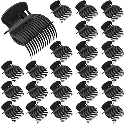 24 Stück Lockenwickler Clips, Hot Roller Clips, Lockenwickler Klauenclips Ersatz Roller Clips für Frauen Mädchen Hair Section (24 Stück Schwarz) von YancLife