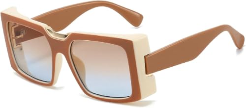 Elegante Retro Sonnenbrille Für Damen Mit Quadratischem Rahmen Für Den Urlaub Mode Für Freizeit Outdoor Aktivitäten Radfahren Autofahren UV400 Schutz (C5) von Yancremio