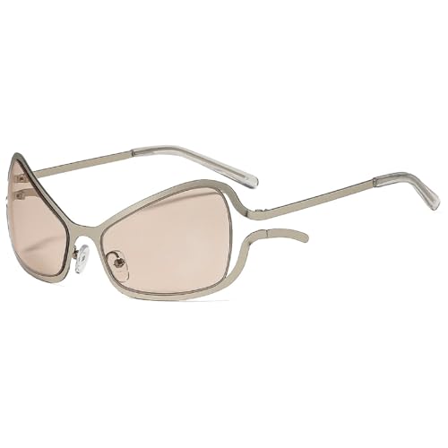 Yancremio Elegante Damen Sonnenbrille Im Retro Chic Stil Mit Unregelmäßigem Cat Eye Design Mode Lässig Für Party Urlaub Und Outdoor UV400 Schutz (C1) von Yancremio