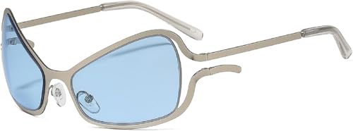 Yancremio Elegante Damen Sonnenbrille Im Retro Chic Stil Mit Unregelmäßigem Cat Eye Design Mode Lässig Für Party Urlaub Und Outdoor UV400 Schutz (C2) von Yancremio