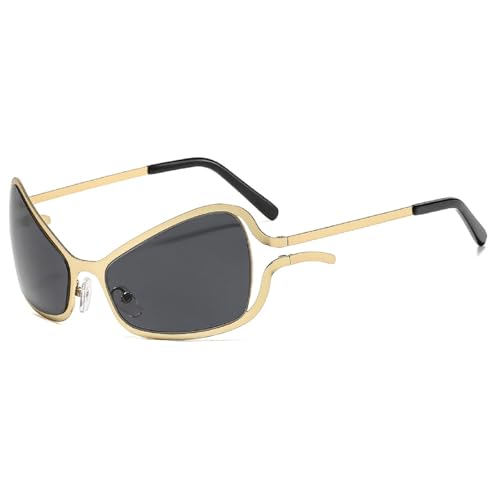 Yancremio Elegante Damen Sonnenbrille Im Retro Chic Stil Mit Unregelmäßigem Cat Eye Design Mode Lässig Für Party Urlaub Und Outdoor UV400 Schutz (C4) von Yancremio