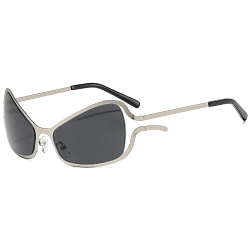 Yancremio Elegante Damen Sonnenbrille Im Retro Chic Stil Mit Unregelmäßigem Cat Eye Design Mode Lässig Für Party Urlaub Und Outdoor UV400 Schutz (C5) von Yancremio