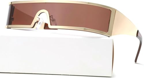 Yancremio Gothic Punk Sonnenbrille Im Futuristischen Stil Mit Rechteckigem Rahmen Y2K Winddichte Sonnenbrille Für Outdoor Fahrradfahren Skifahren UV400 (C2) von Yancremio