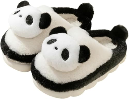 Yancremio Kinder Panda Hausschuhe Jungen Mädchen Niedliche Plüsch Hausschuhe Baumwolle Weiche Innen Rutschfeste Hausschuhe Eltern-Kind Haus Plüsch Warme Hausschuhe (Weiß,40) von Yancremio