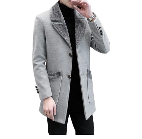 Yancremio Mittellanger Wollmantel für den Winter für Herren Modische lässige Business Jacke mit Steppung Winddichter Dicker Warmer Mantel für den Außenbereich für Partys für Herren (Grau,M) von Yancremio