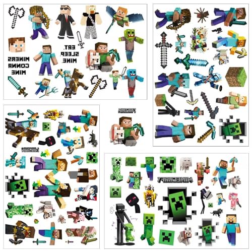 Temporäre Tattoo Set Kinder Tattoos für Mine_craft,4 Blätter Kindertattoos Aufkleber Stickers für Geschenktüten Kindergeburtstag Mitgebsel Mädchen Jungen… von Yangsiw