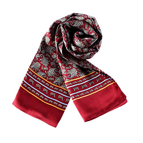 YangtzeStore Langer Charmeuse Satin Seidenschal für Herren, Rot mit Paisleymuster, 63"x10" YangtzeStore Langer Charmeuse Satin Seidenschal für Herren, Rot mit Paisleymuster, 63"x10" von YangtzeStore
