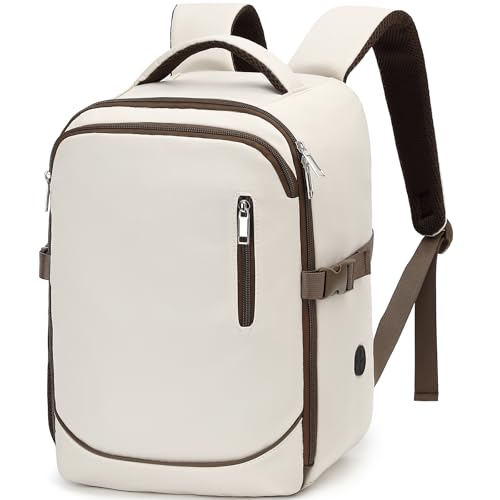 Yankony Handgepäck Rucksack 40x30x20 für Wizz Air Unter Dem Sitz 24L Reiserucksack Kabinengröße Diebstahlsicherte Handgepäcktasche Wasserabweisend Handgepäck für Herren und Damen, Beige von Yankony